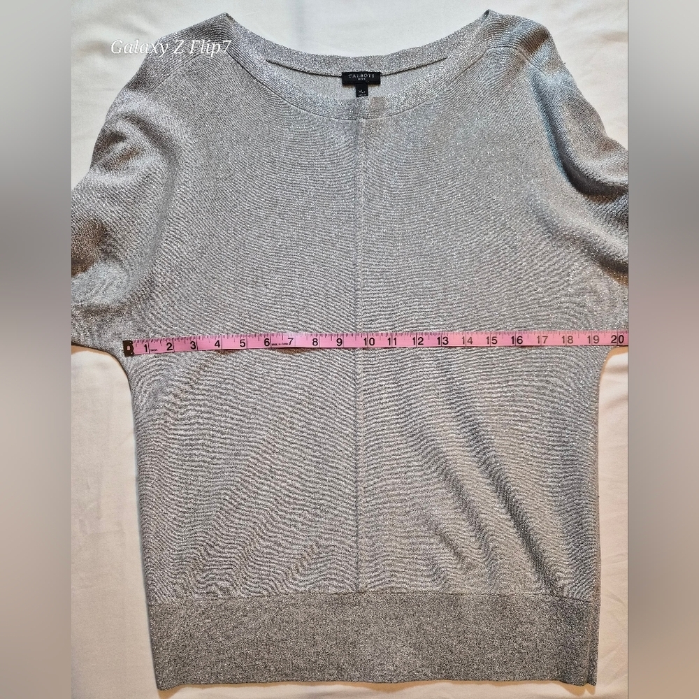 Talbots Petite Silver Metallic Shimmer Knit Top - Size XLP - Picture 4 of 9